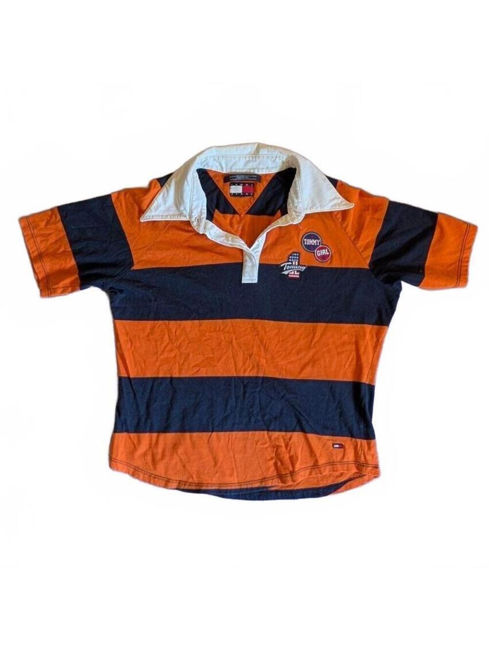 Y2k Tommy Girl Striped Rugby Polo Shirt